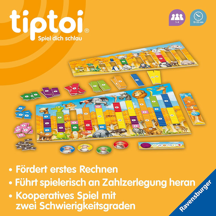 Ravensburger tiptoi Spiel 00104 - Der verrückte Rechen-Zoo - Lernspiel ab 4 Jahren, lehrreiches Zahl