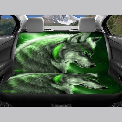 chaqlin Galaxy Green Wolf Auto Sitzbezug Set,4 Pcs Universal Auto Vordersitzbezüge Tier Wolf Hinter