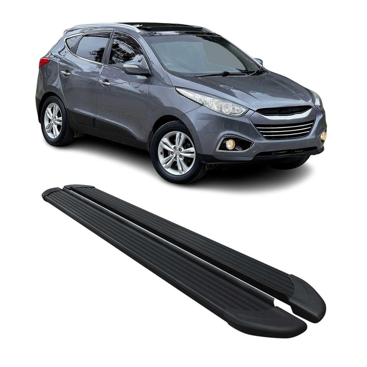 OMAC Seitenschweller Trittbretter Schweller kompatibel mit Hyundai ix35 2009-2016 Alu Schwarz OPA /