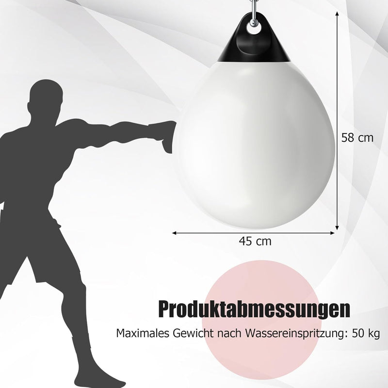 GYMAX Wasserboxsack Boxing Punching Bag Erwachsene Schwerer Boxsack Weiss, Weiss