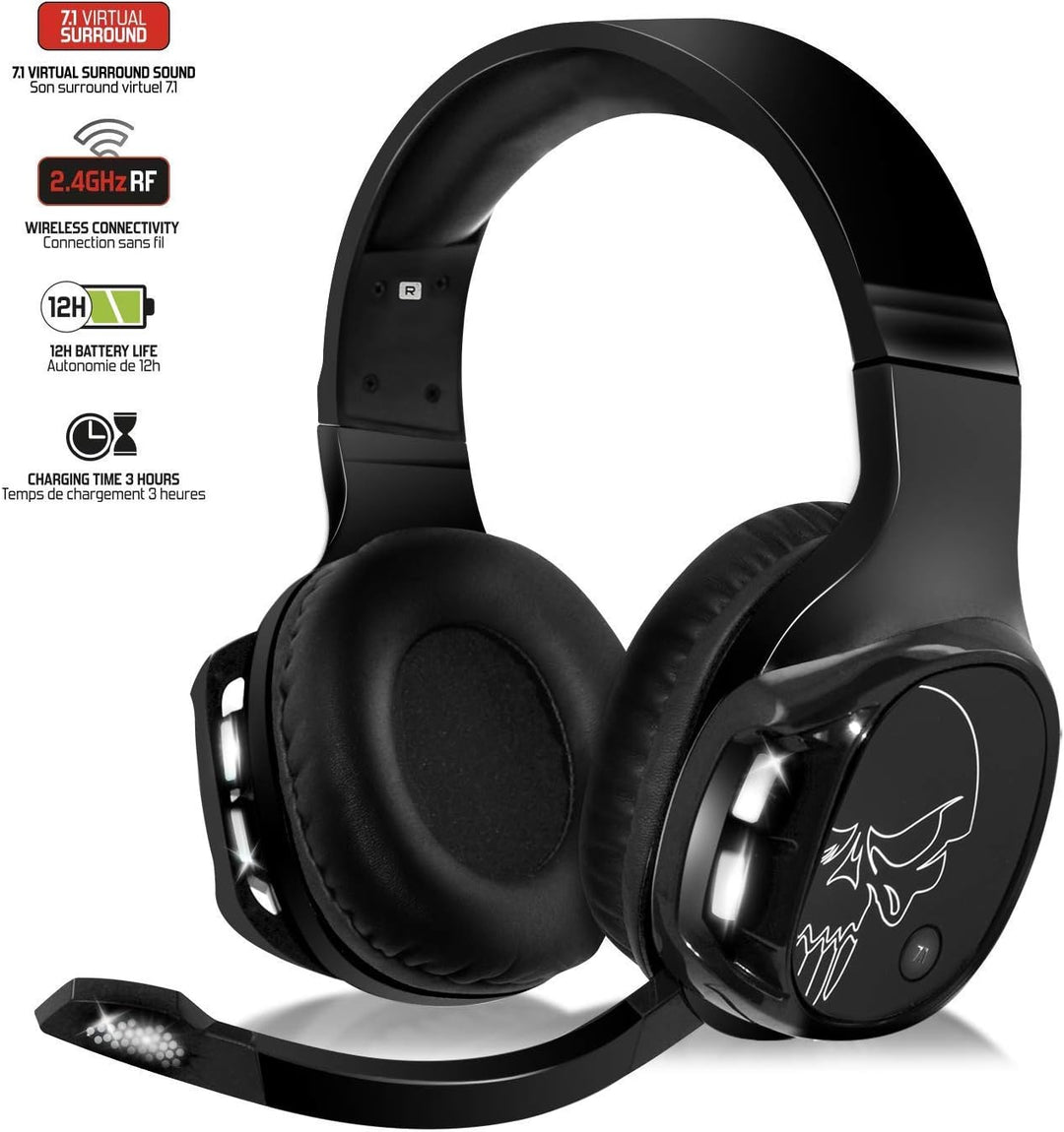SPIRIT OF GAMER - XPERT-H1100 – Headset 7.1 Surround Black Pro Gamer - Kopfhörer - Weisse LEDs - Kun