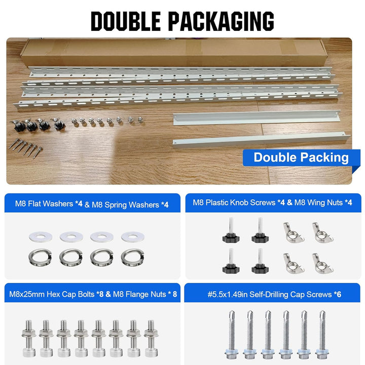 ECO-WORTHY 45in Solarpanel Halterung, 114cm Solarmodul Halterung, Halterung Balkonkraftwerk für 100W