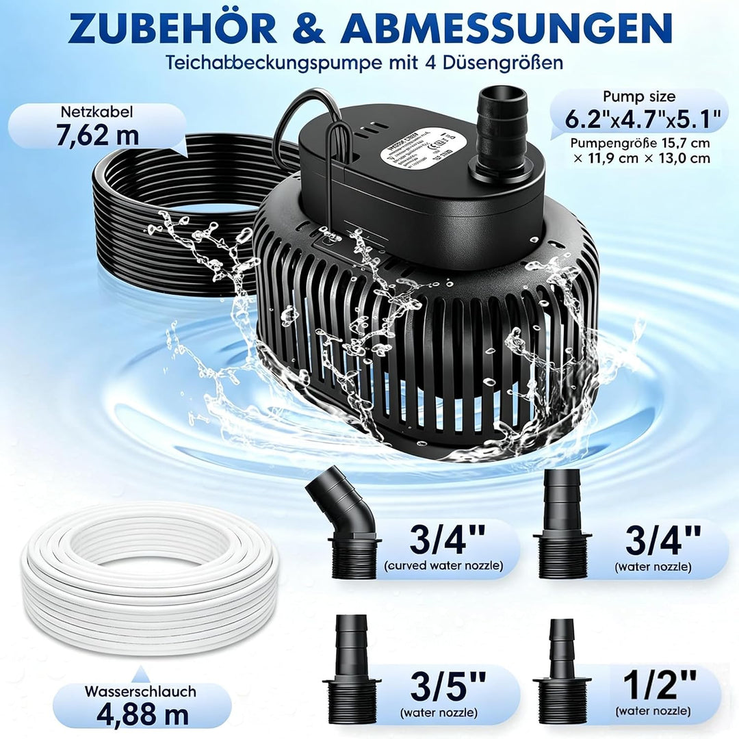 Tauchpumpe, Tauchpumpe Schmutzwasser Regenfasspumpe 75W, automatischer Wasserstands-Sensor, Entwässe