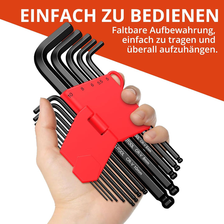 GETLITOOL Innensechskant Satz, 35tlg. Innensechskantschlüssel Kugel HX Metrisch, Zoll un TX Torx Win
