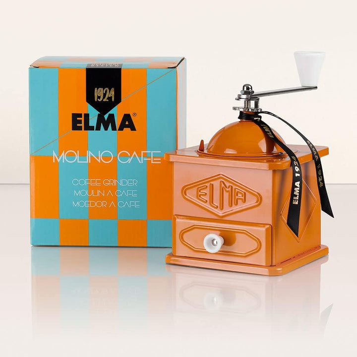Elma Manuelle Kaffeemühle im Vintage-Stil aus Blech | Teller, dekorativer Gebrauch, 10,5 x 10,5 x 15