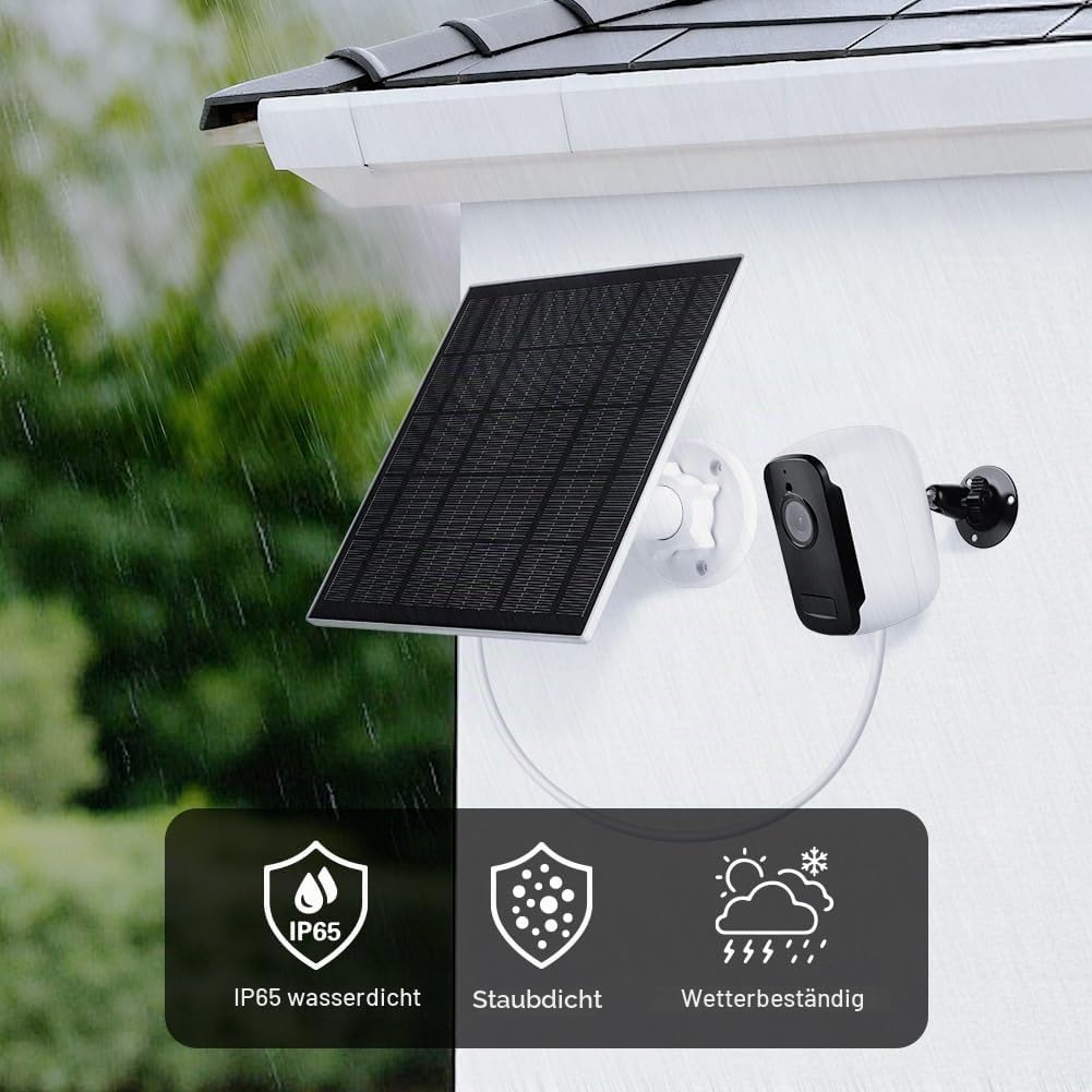 URAQT 2 Pack Solarpanel für Eufy kamera, 5W Kamera Solarpanel Kompatibel mit Eufycam, Solarmodul für