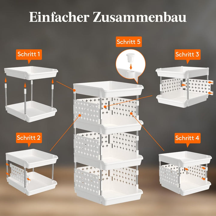 Lifewit Stapelbare Aufbewahrungsboxen, 4-etagiges Kinderregal für Spielzeug, Spielzeugregal für Spie