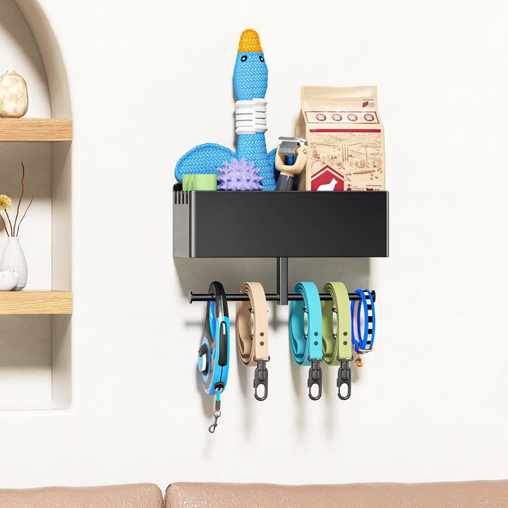 YYBO Hundegarderobe mit ablage, Hundeleinen Halterung Wand, Hunde Garderobe für Hundezubehör Hundele