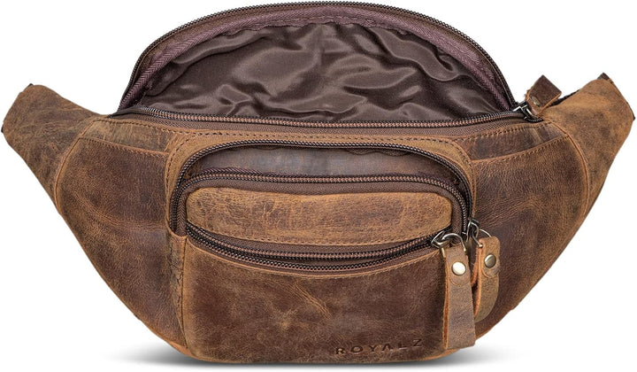 'Alabama' Gürteltasche Leder Herren Damen Bauchtasche Retro Vintage Look Hüfttasche flach Brusttasch