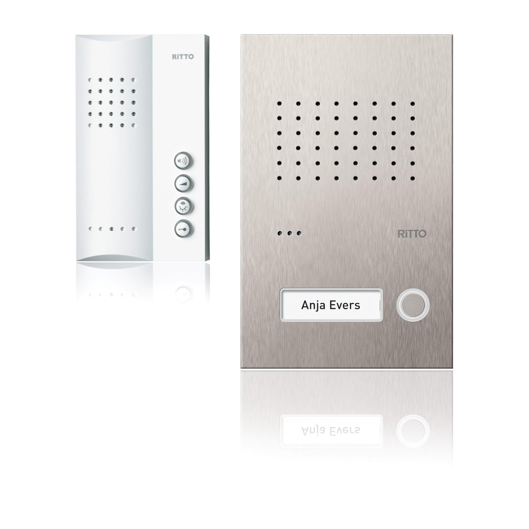 Schneider Electric Ritto Freisprechanlage, Acero Pur, Audio Komplettset für 1-Familienhaus, Edelstah
