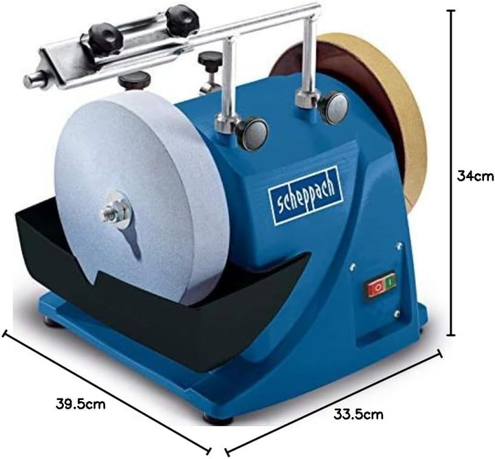 Scheppach Nass-Schleifsystem TIGER 2000S (Nass-Schleifmaschine mit 120W, Schleifstein aus Edelkorund