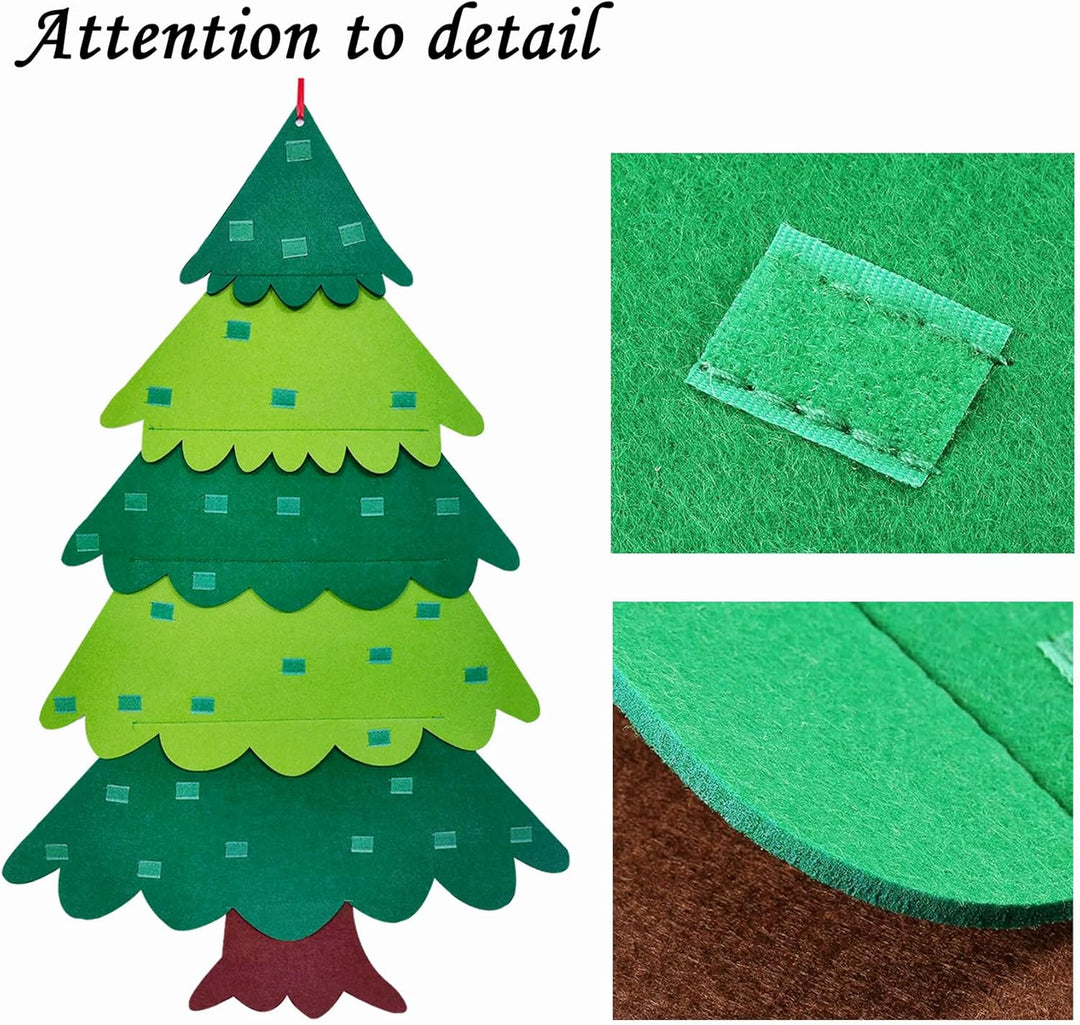 OUQIWEN Filz Weihnachtsbaum,DIY Filz-Weihnachtsbaum mit 32 Stück Abnehmbaren Hängenden Ornamenten,Ho
