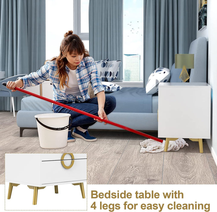 Lvhcmfohm Nachttisch Boxspringbett, Moderner Nachtschrank, Nachtkästchen mit Led, Nachtkommode mit S