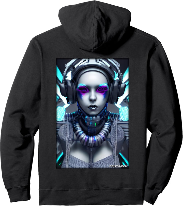 Cyber Goth Frau Zukunft Technik Wissenschaft Pullover Hoodie
