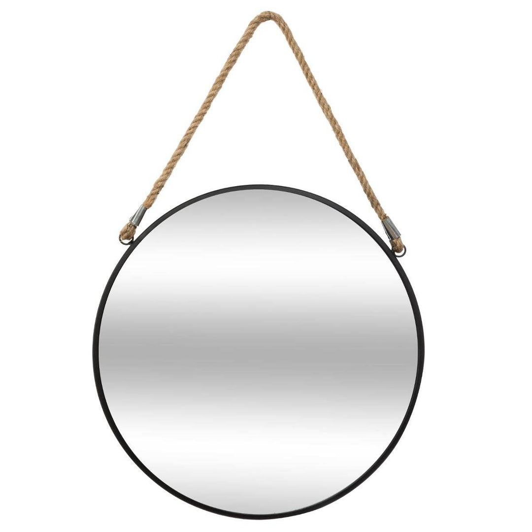 Hängespiegel Seil schwarz D 55 cm - Weiss - Atmosphera créateur d'intérieur