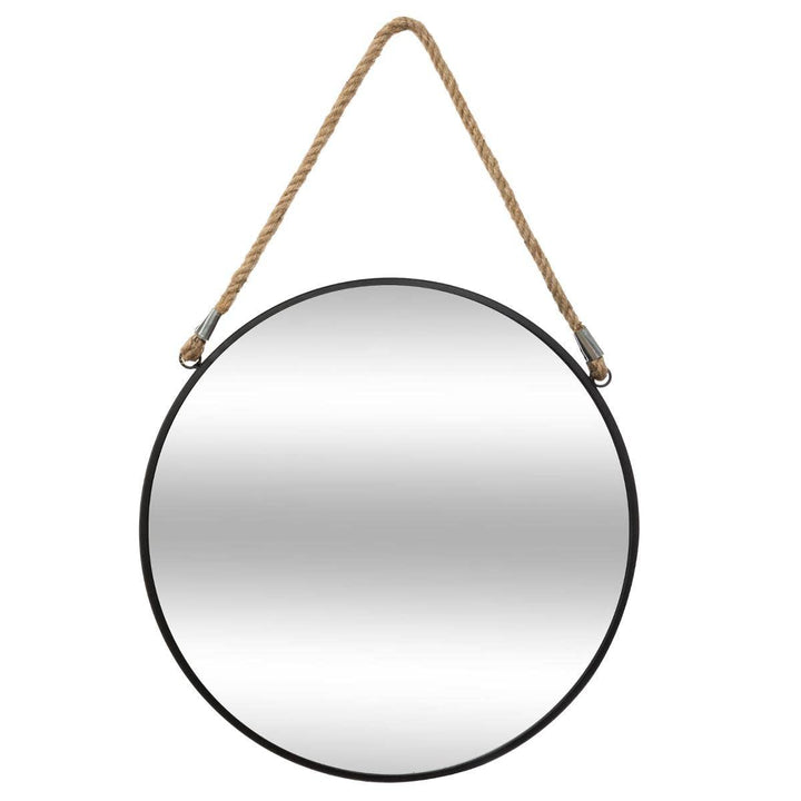 Hängespiegel Seil schwarz D 55 cm - Weiss - Atmosphera créateur d'intérieur