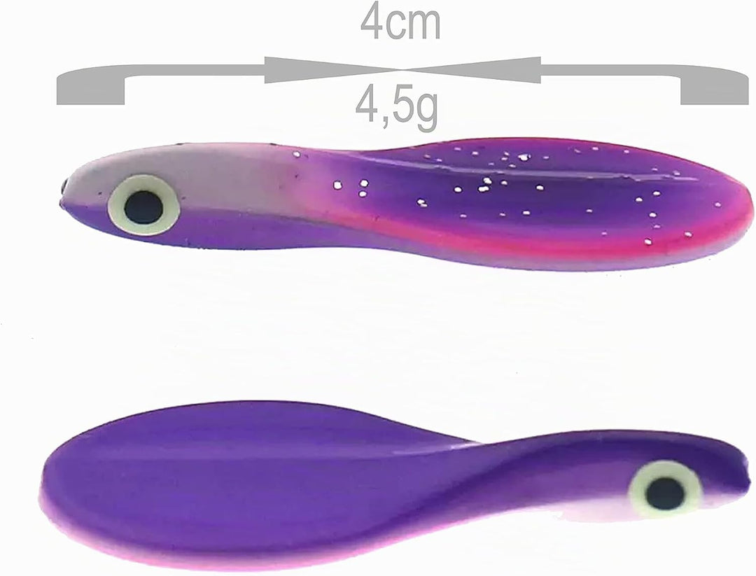 Njord Kalastus Inline Spoon Forelle in Box | UV Aktiv und Selbstleuchtende 3D Augen | Durchlaufblink
