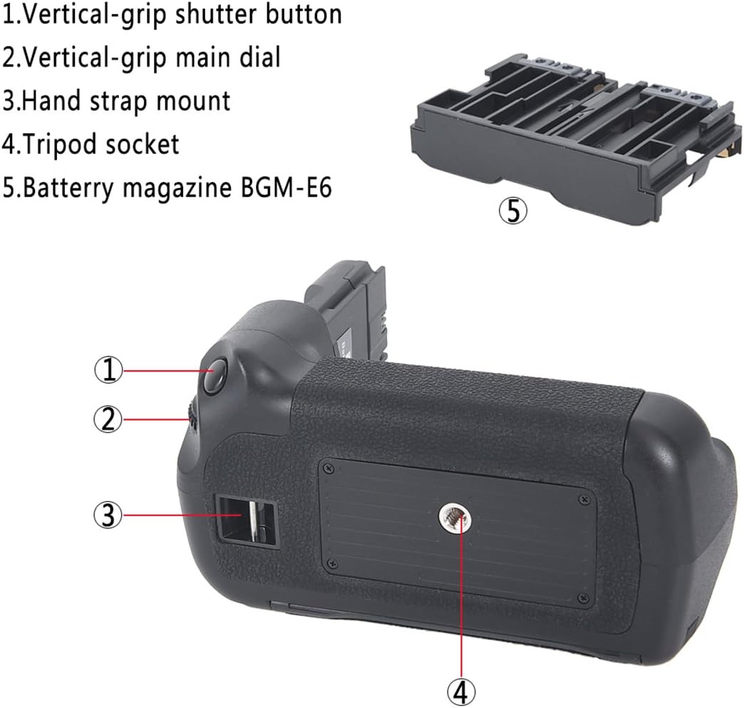 DSTE® Batterie Griff für Canon EOS 5D Mark II 2 SLR Digital Kamera als BG-E6 mit (2 packung) LP-E6