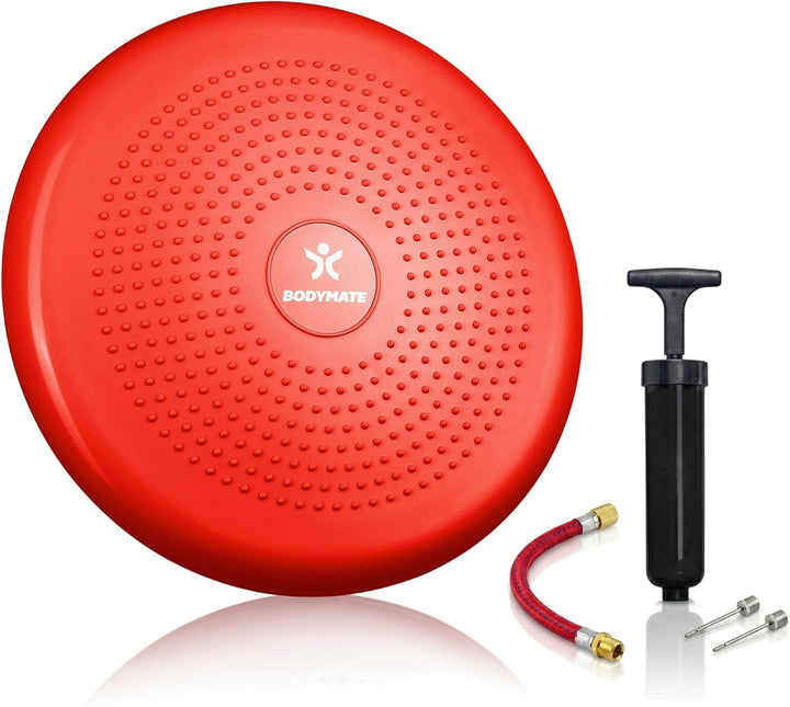 BODYMATE Ballsitzkissen inkl. Pumpe 34cm Durchmesser - Balance-Kissen, Luftkissen, Balance Pad, Nopp