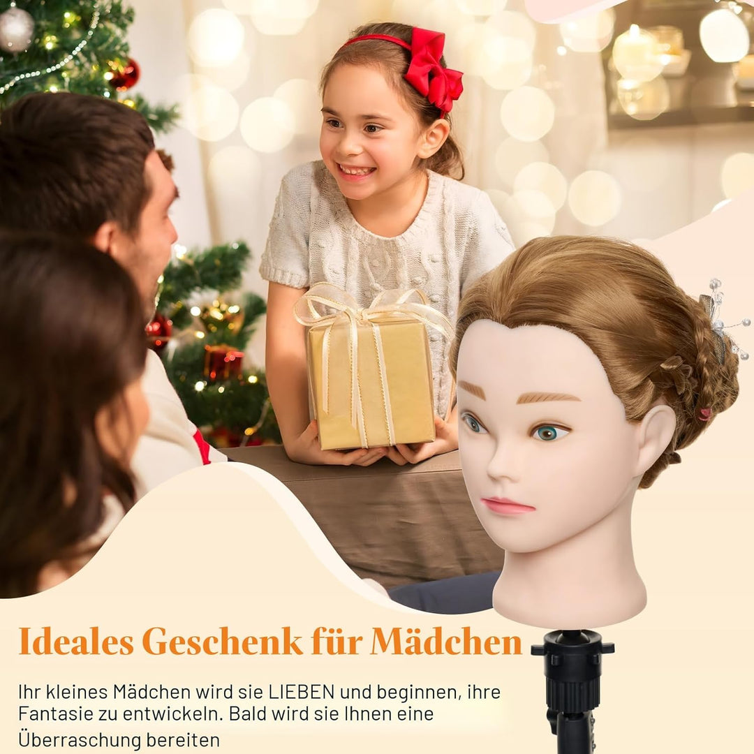 Neverland 24 Zoll Frisierkopf Echthaar Übungskopf Friseurkopf Friseursalon Trainingsköpfe für Friseu