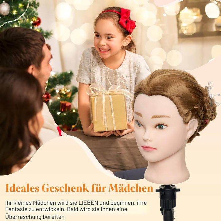 Neverland 24 Zoll Frisierkopf Echthaar Übungskopf Friseurkopf Friseursalon Trainingsköpfe für Friseu