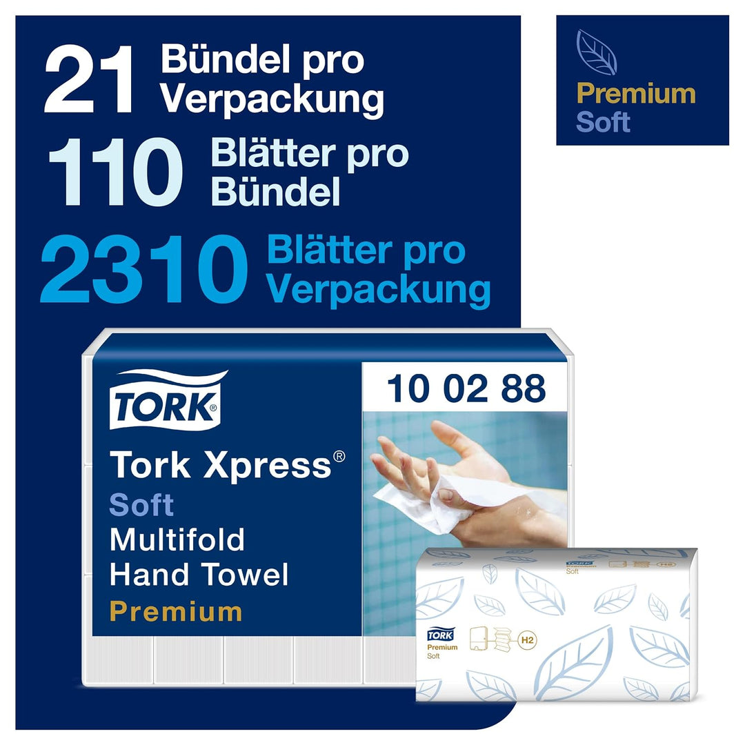 Tork Xpress weiche Multifold Papierhandtücher 100288 - H2 Premium Falthandtücher für Handtuchspender