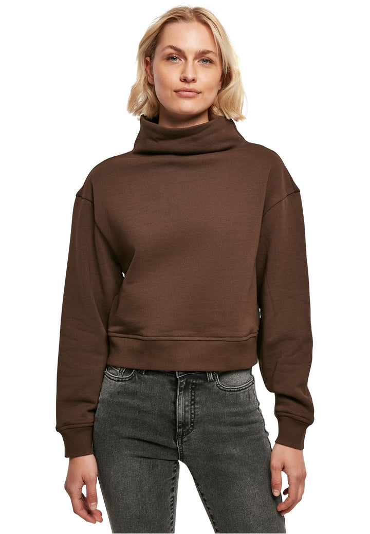 Urban Classics Damen Ladies Organic Short High Neck Crew XXL Brown, XXL Brown