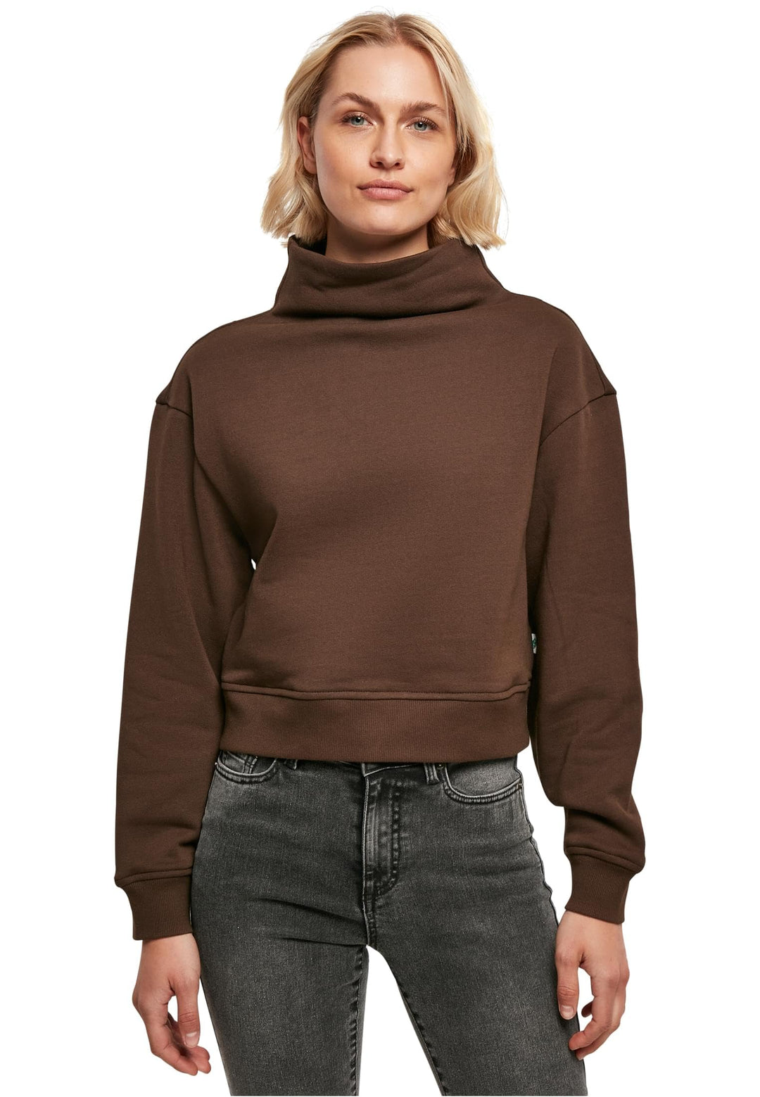 Urban Classics Damen Ladies Organic Short High Neck Crew 3XL Brown, 3XL Brown