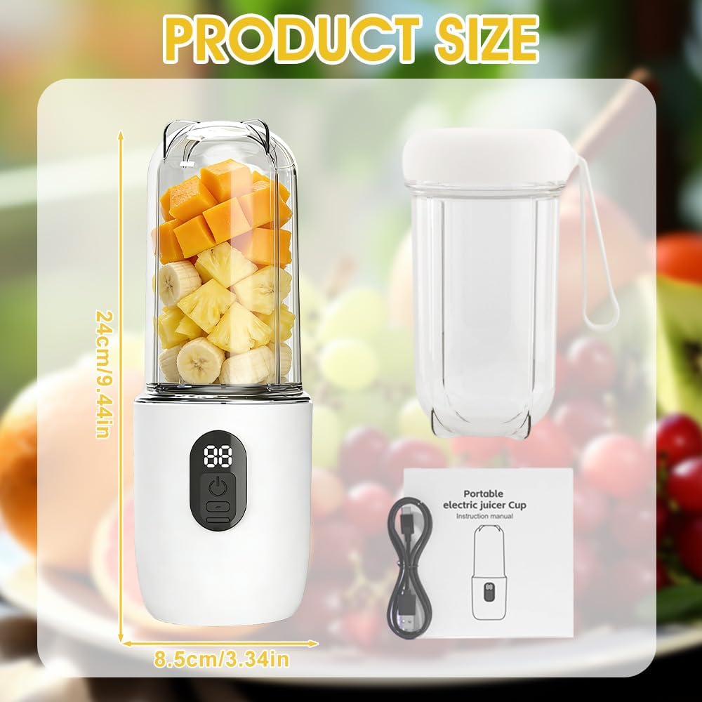 Tragbarer Mixer Smoothie Maker To Go, 500ml Smoothie Maker mit 16 Rostfreien Klingen, Digitalanzeige