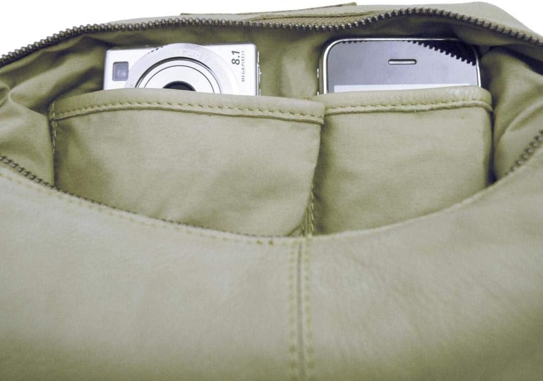Baron of MALTZAHN Damen Schultertaschen FLAKONE Banana-Type 719 aus weichem Leder incl. Lederpflege