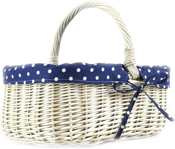 MyBer® Korb Weidenkorb Einkaufskorb Picknickkorb 33/23/13cm (27cm mit Henkel). Stabiler Tragekorb au