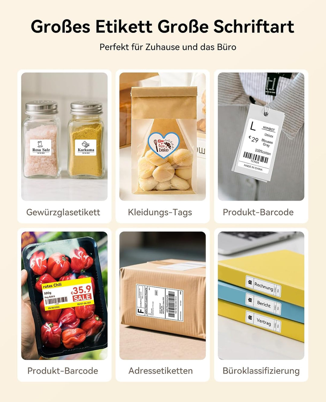 NIIMBOT B21Pro Etikettendrucker mit Grösseres Etiketten, 300 DPI HD Etikettiergerät, Fotodrucker für