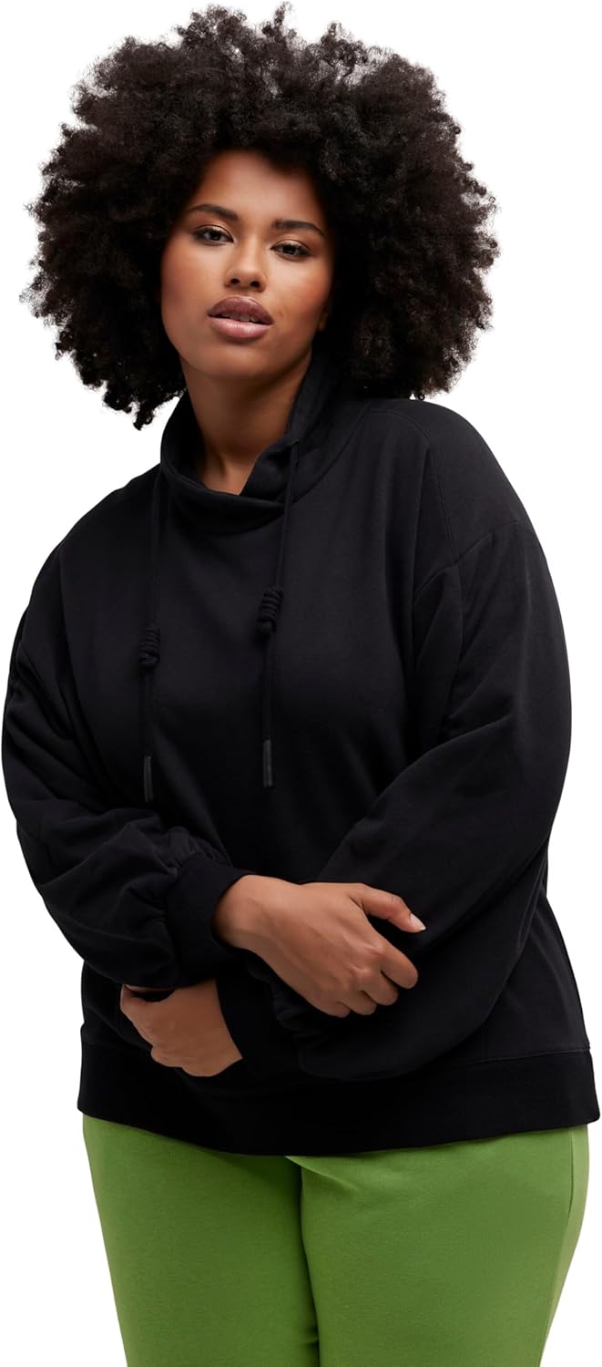 Ulla Popken Damen grosse Grössen Übergrössen Plus Size Sweatshirt, Kängurutasche, Oversized, Stehkra
