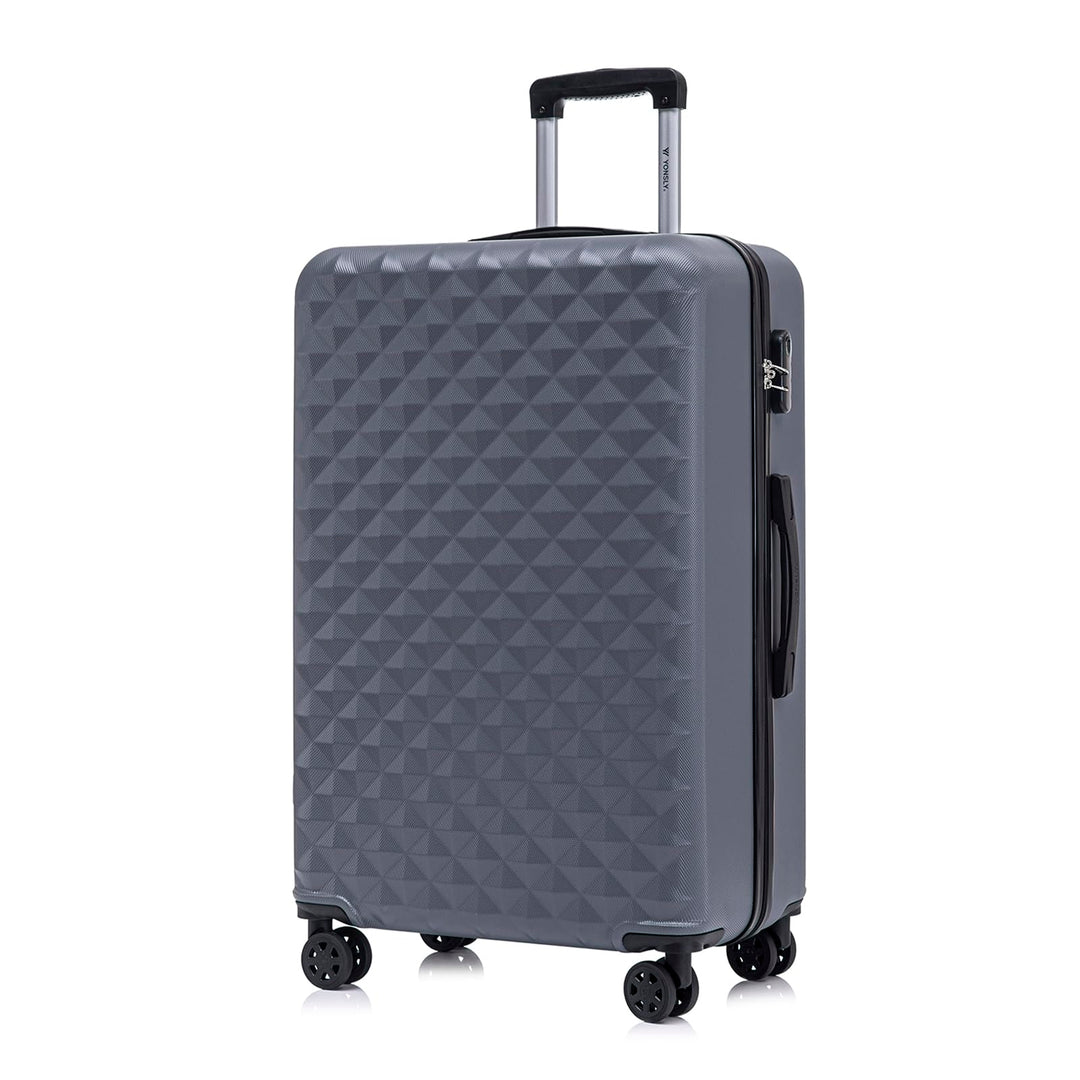 Koffer Suitcase XL Grau, Trolley Reisekoffer, Rollkoffer Handgepäck mit 4 Rollen 360°, Hartschalenre