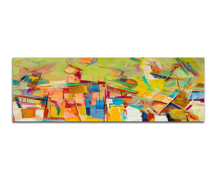 Paul Sinus Art Panoramabild auf Leinwand und Keilrahmen 150x50cm Ölmalerei Kunst abstrakt bunt