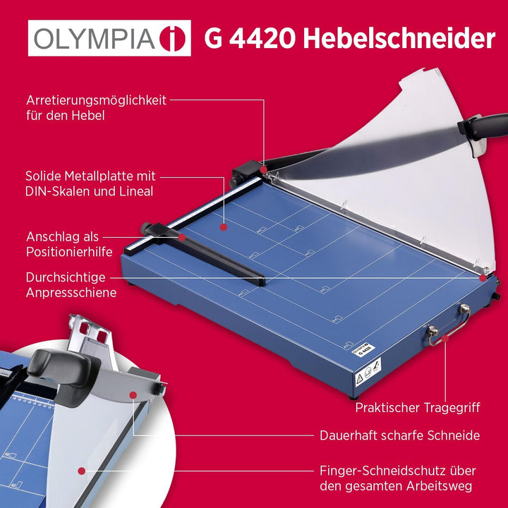 Olympia G 4420 Profi Stapelschneider (für Büro, DIN A3, 20 Blatt, Schnittschutz, Schneidemaschine mi