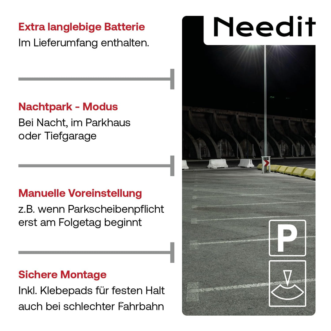 2X Park Lite elektronische Parkscheibe Digitale Parkuhr schwarz mit offizieller Zulassung vom KBA -