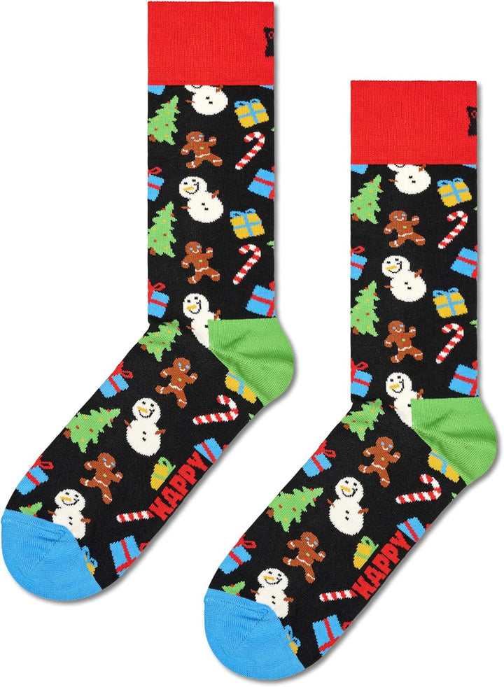 Happy Socks Weihnachtssocken – Feiertags-Baumwollsocken in lustigen Geschenkboxen – Schneemann- und