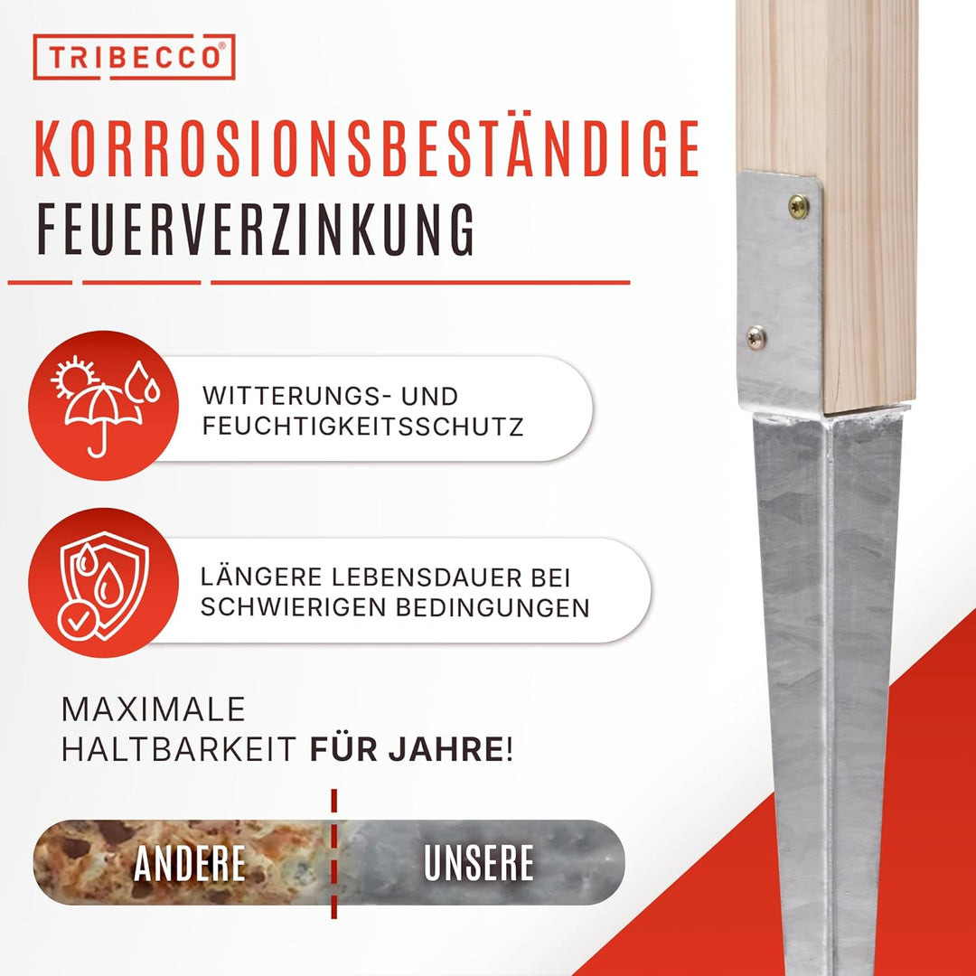 8x Universeller Pfostenträger zum Einschlagen L, Pfostenträger Feuerverzinkt Einschlaghülse Pfostent