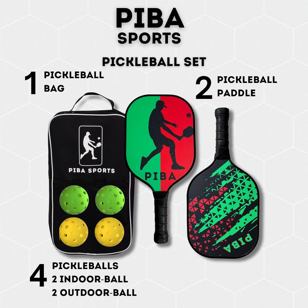 Pickleball Schläger Set inkl. Tasche 2X Paddel 2X Indoor Bälle 2X Outdoor Bälle und Praktischer Trag