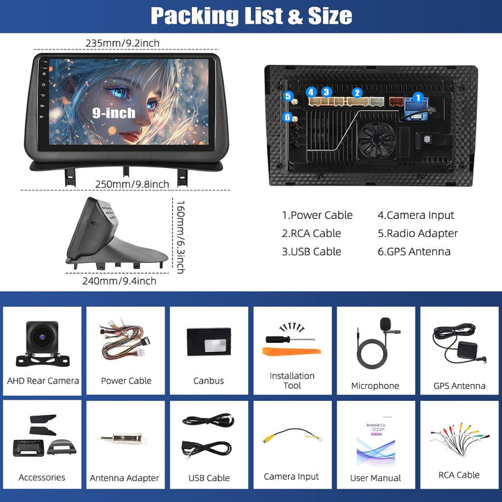 SIXWIN Qualcomm 8 Core 4+64G Android 15 Autoradio mit CarPlay/Android Auto/DSP für Renault Clio 3 20