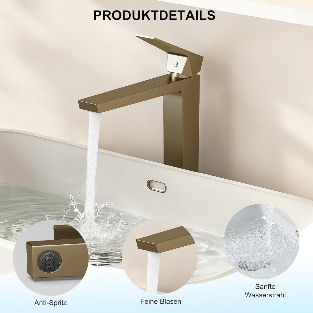 Wasserhahn Bad Einhandmischer, Anti-Spritz Waschtischarmatur Armatur, Badezimmer Sanfte Wasserstrahl