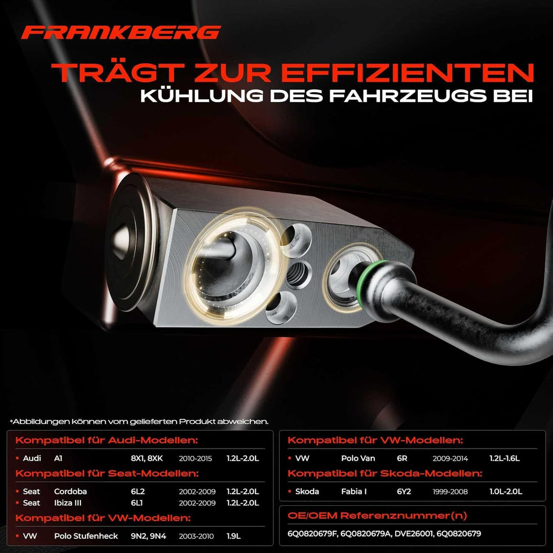 Frankberg Expansionsventil Klimaanlage Kompatibel mit A1 8X1 2010-2015 Ibiza 6L1 6J5 2002-2015 Toled
