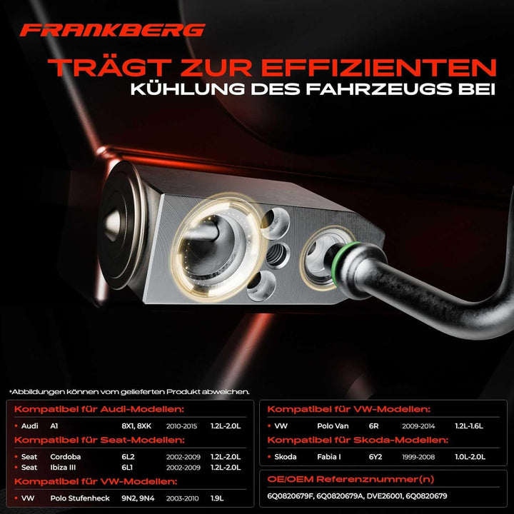 Frankberg Expansionsventil Klimaanlage Kompatibel mit A1 8X1 2010-2015 Ibiza 6L1 6J5 2002-2015 Toled