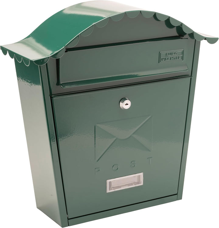 Burg-Wächter Classic Post Box Green Klassischer Briefkasten, grün, MB01G, 36x37x13cm, Grün