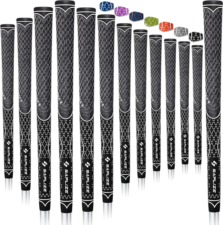 SAPLIZE Golfgriffe, Paket A (13 Griffe und komplettes Regripping-Kit), Paket B (13 Griffe), 7 Farben