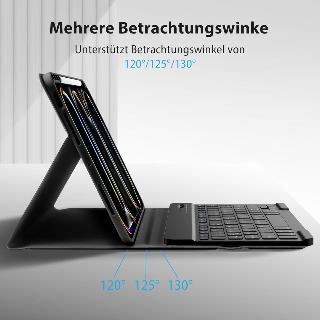 KBCASE Tastatur Hülle für iPad Pro 11 Zoll M4 2024 Hülle mit Deutsche Bluetooth Tastatur mit Bleisti
