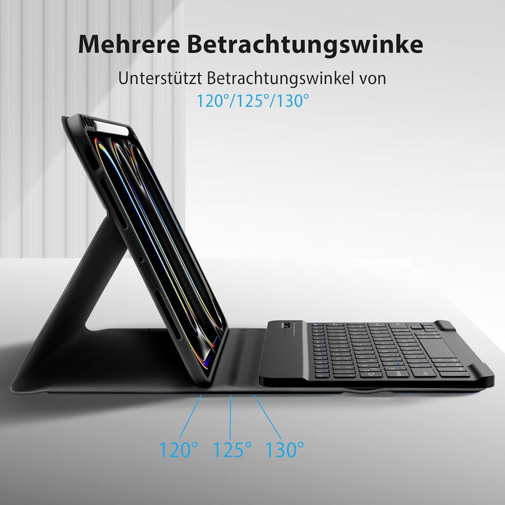 KBCASE Tastatur Hülle für iPad Pro 11 Zoll M4 2024 Hülle mit Deutsche Bluetooth Tastatur mit Bleisti