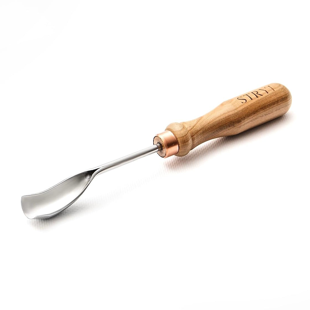 STRYI Profi Schnitzwerkzeug: Gebogenes Hohleisen 20mm (Bent Gouge), Hochwertiger Carbonstahl, Handge