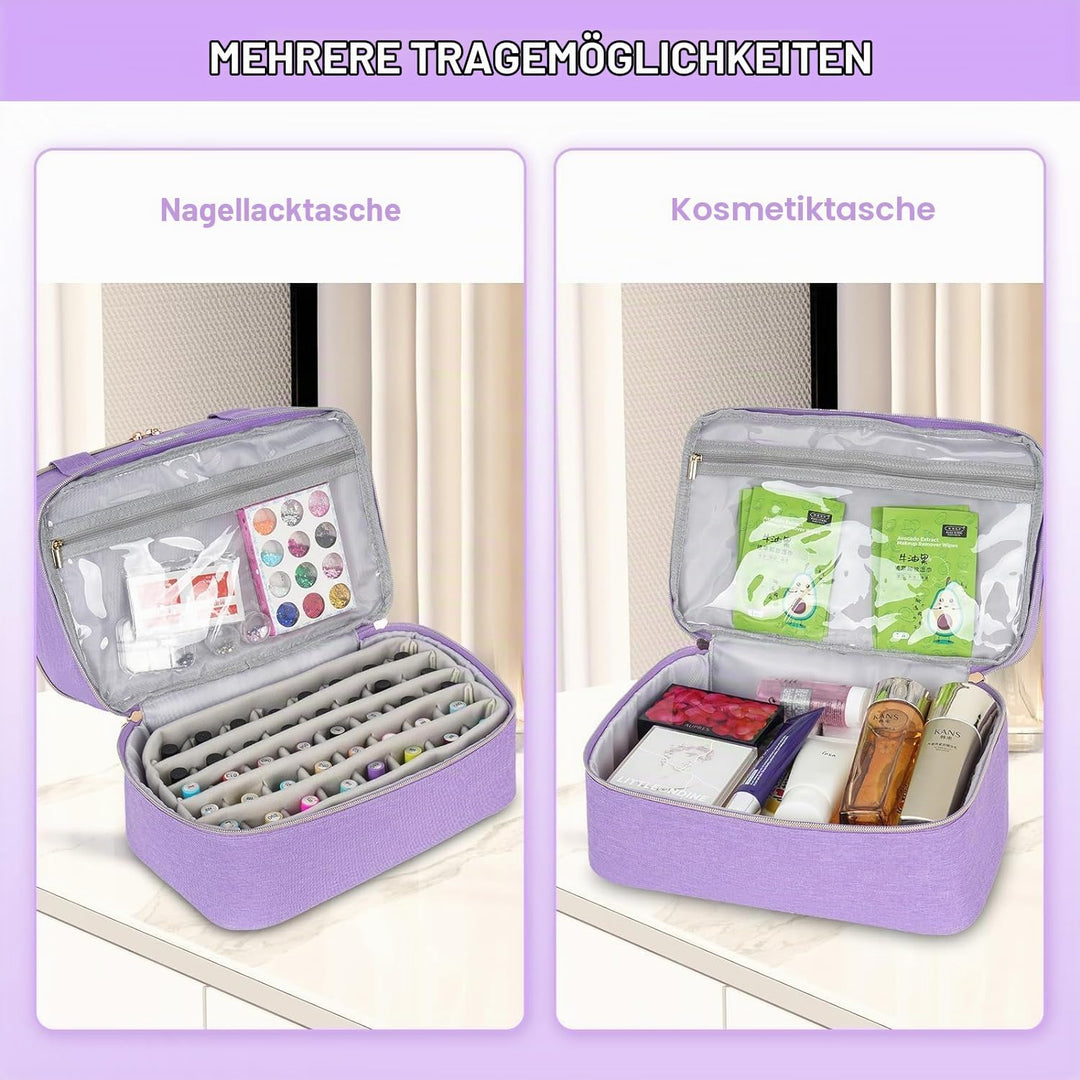 Nagellack Aufbewahrung Tasche - Doppelschichtige Nagellack Tasche Organizer für 40 Flaschen (15 ml-0